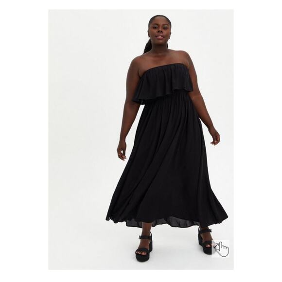 Torrid Black Challis Strapless Maxi Dress Sz.4 - Picture 1 of 16
